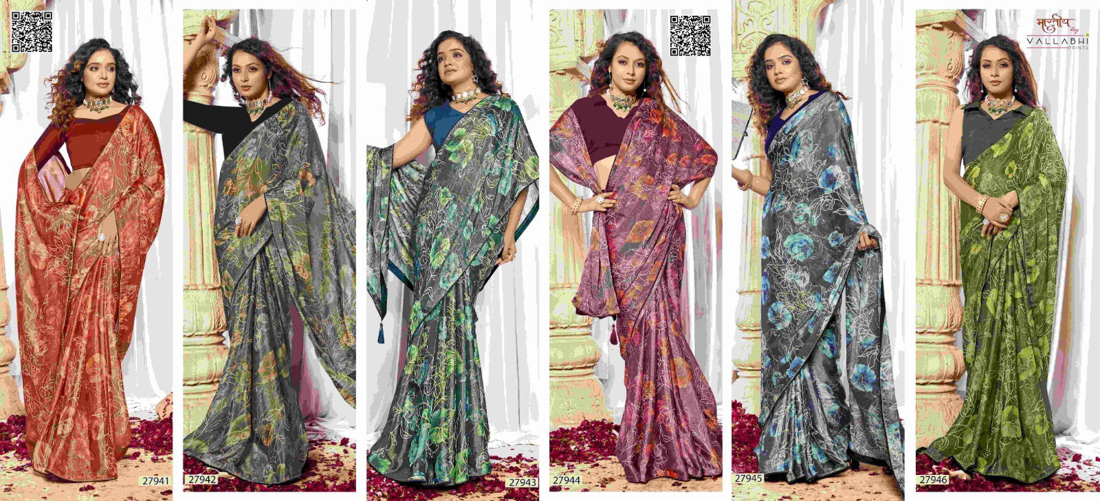 Fariha By Vallabhi Printed Designer Brasso Sarees Wholesale Shop In Surat